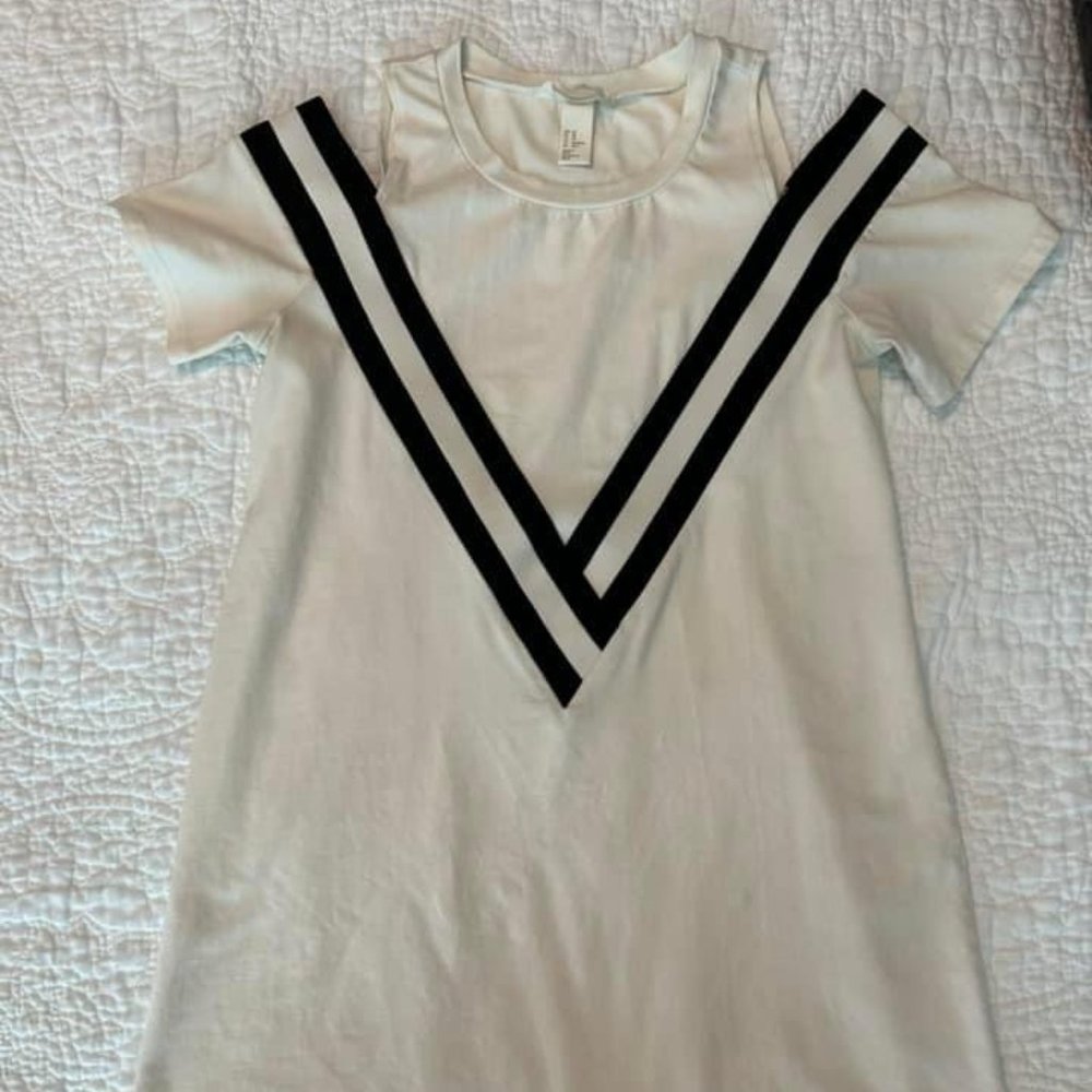 Womens White Dress with Black Detail